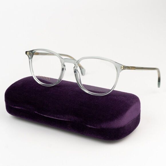 NEW Gucci GG0551O 014 Transparent Milky Light Grey Women Round Eyeglasses